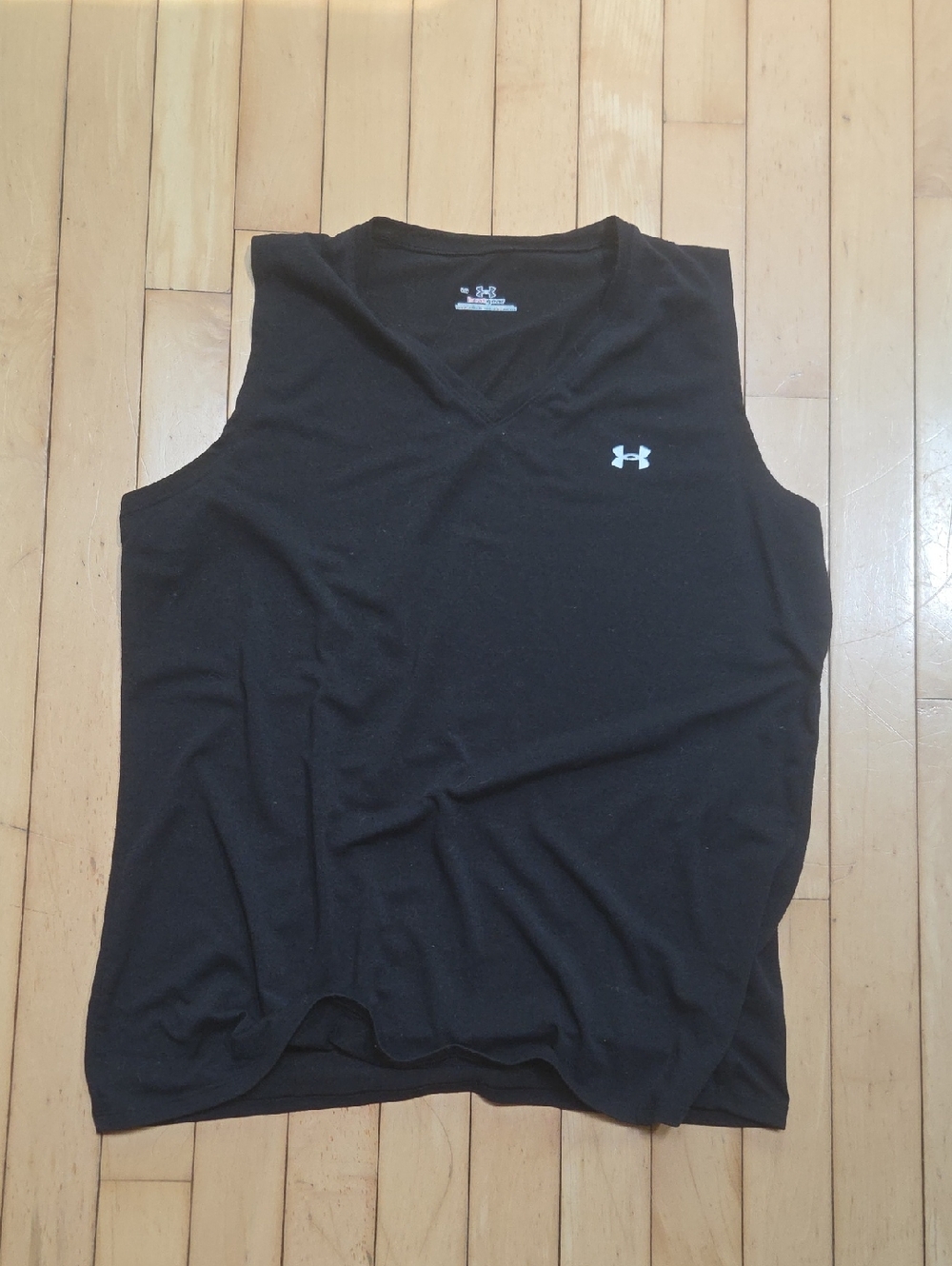 Under Armour Black V-Neck Performance Tank with White Logo